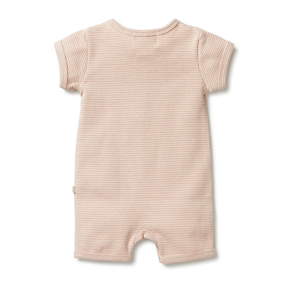 Organic Stripe Rib Henley Growsuit