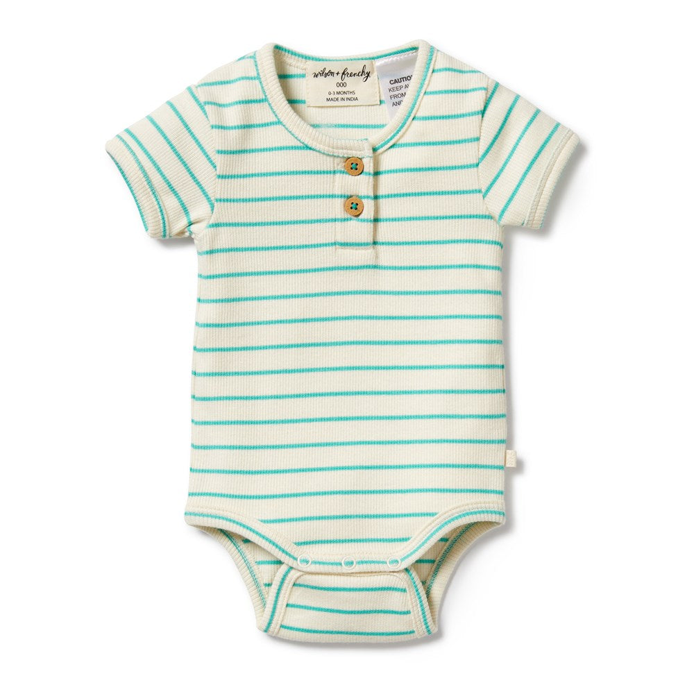 Petit Green Organic Henley Bodysuit