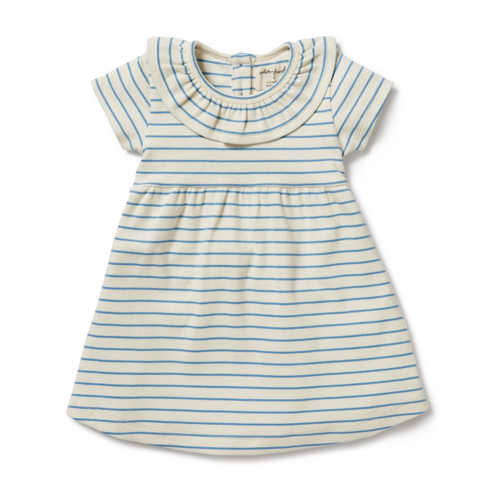 Petit Blue Organic Ruffle Dress