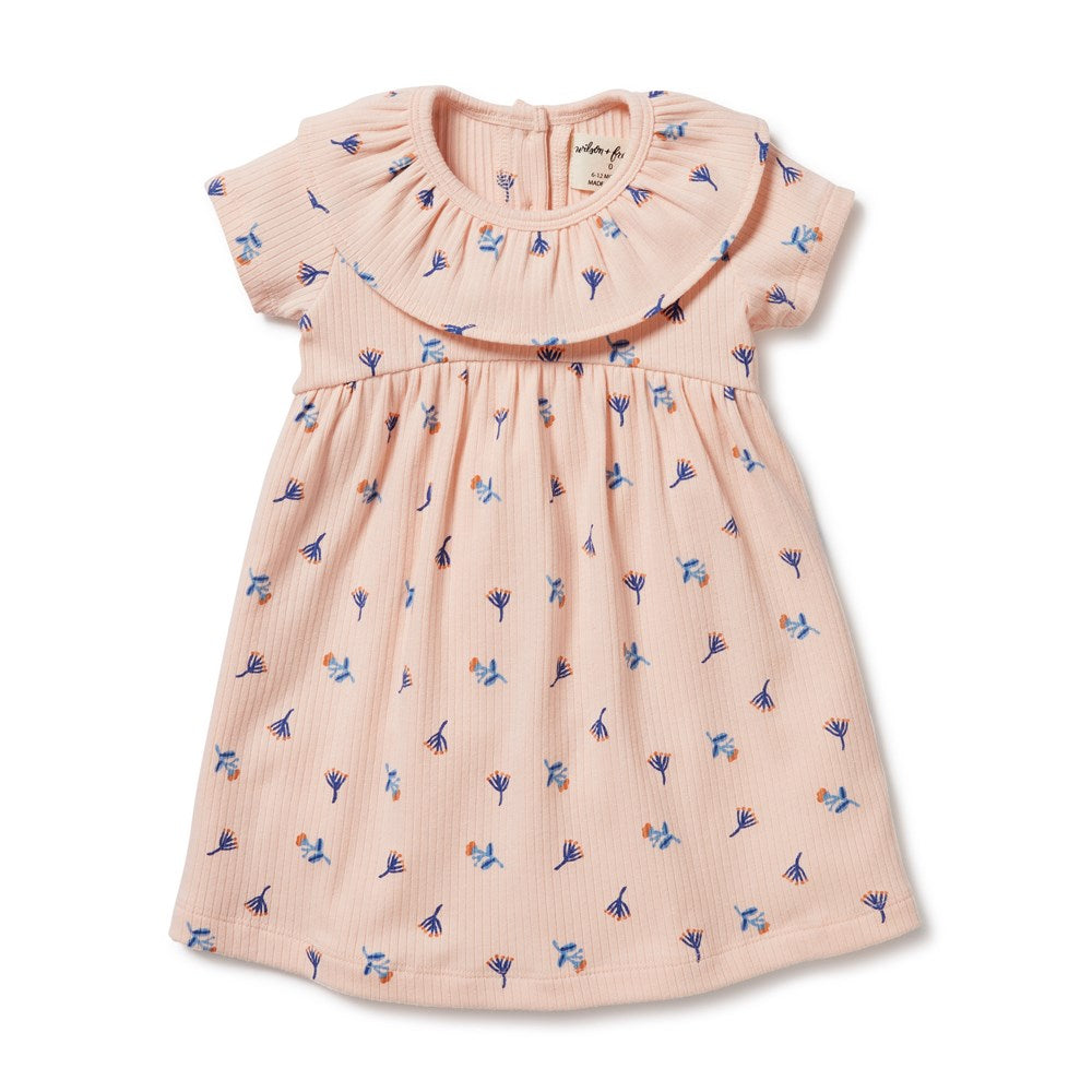 Little Flower Organic Rib Ruffle Dress