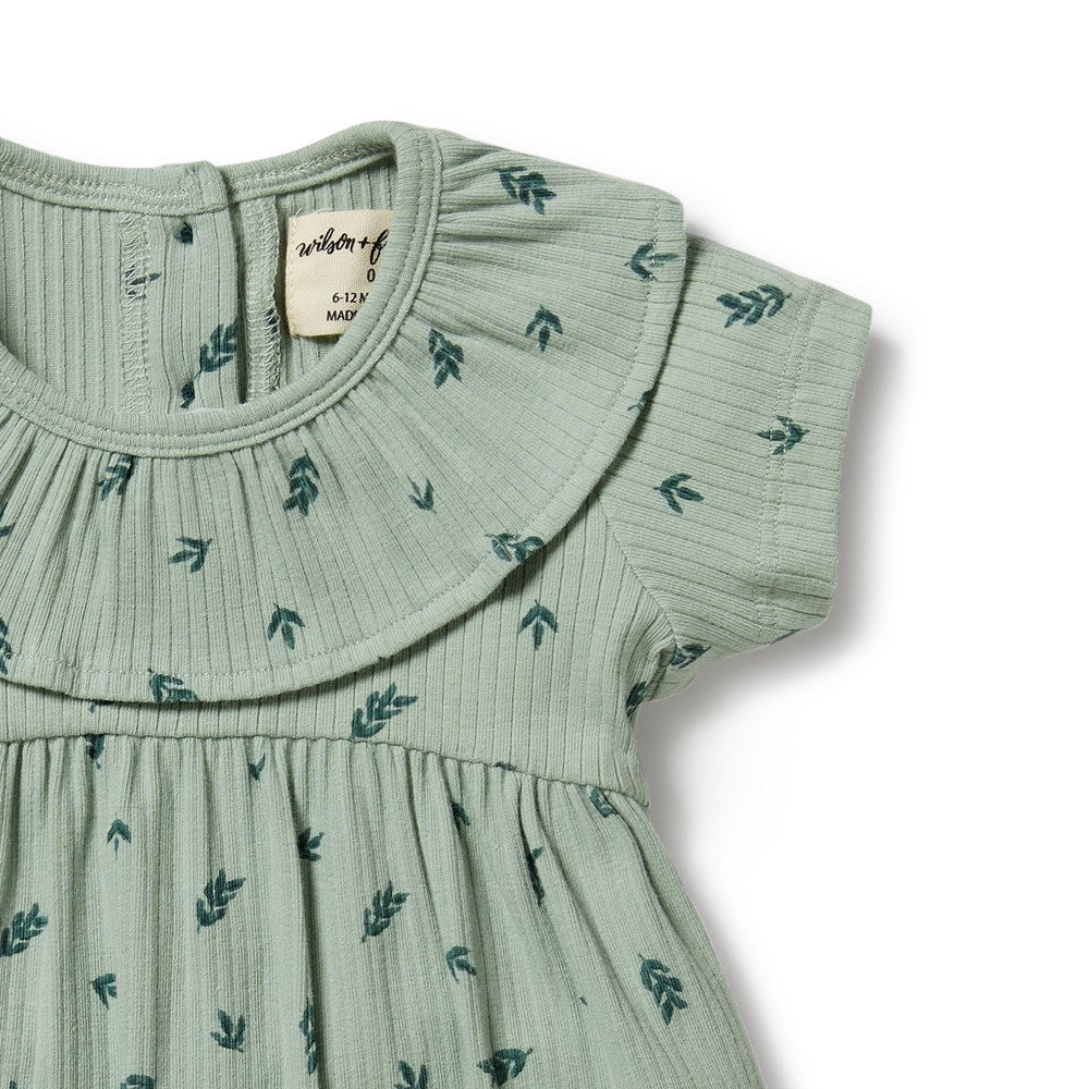 Falling Leaf Organic Rib Ruffle Dress