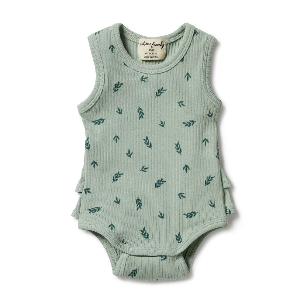 Falling Leaf Organic Rib Ruffle Bodysuit