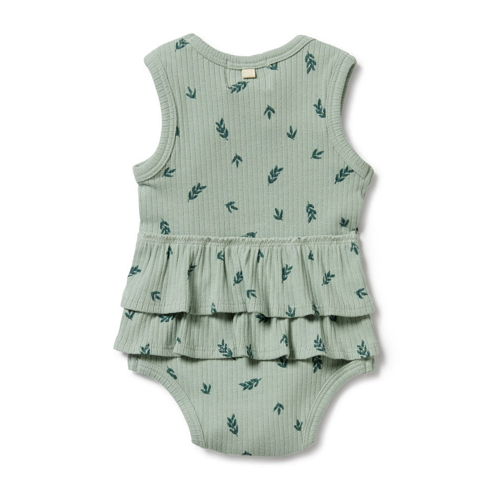 Falling Leaf Organic Rib Ruffle Bodysuit