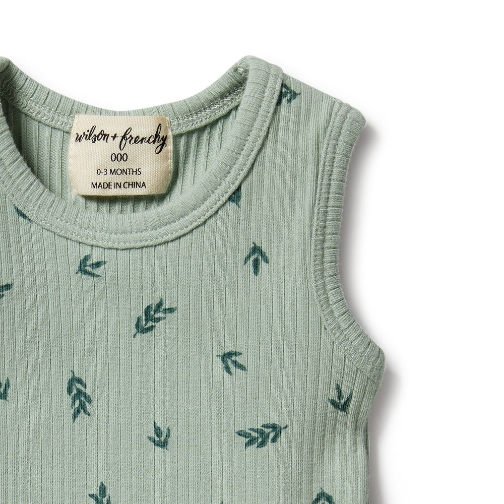 Falling Leaf Organic Rib Ruffle Bodysuit