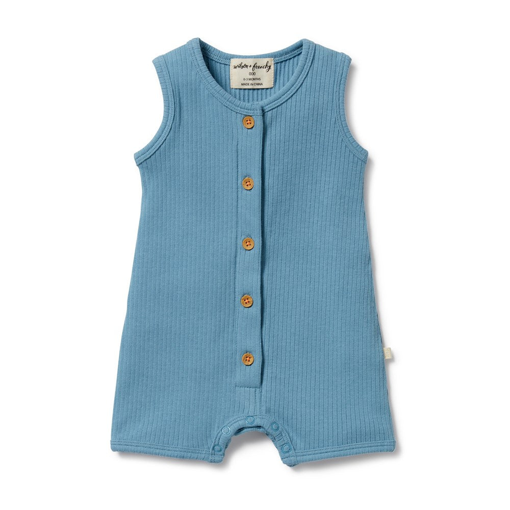 Sky Blue Organic Rib Growsuit