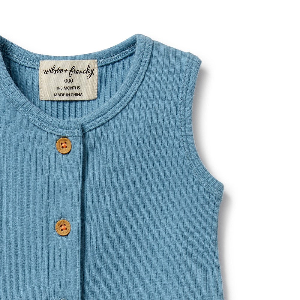 Sky Blue Organic Rib Growsuit