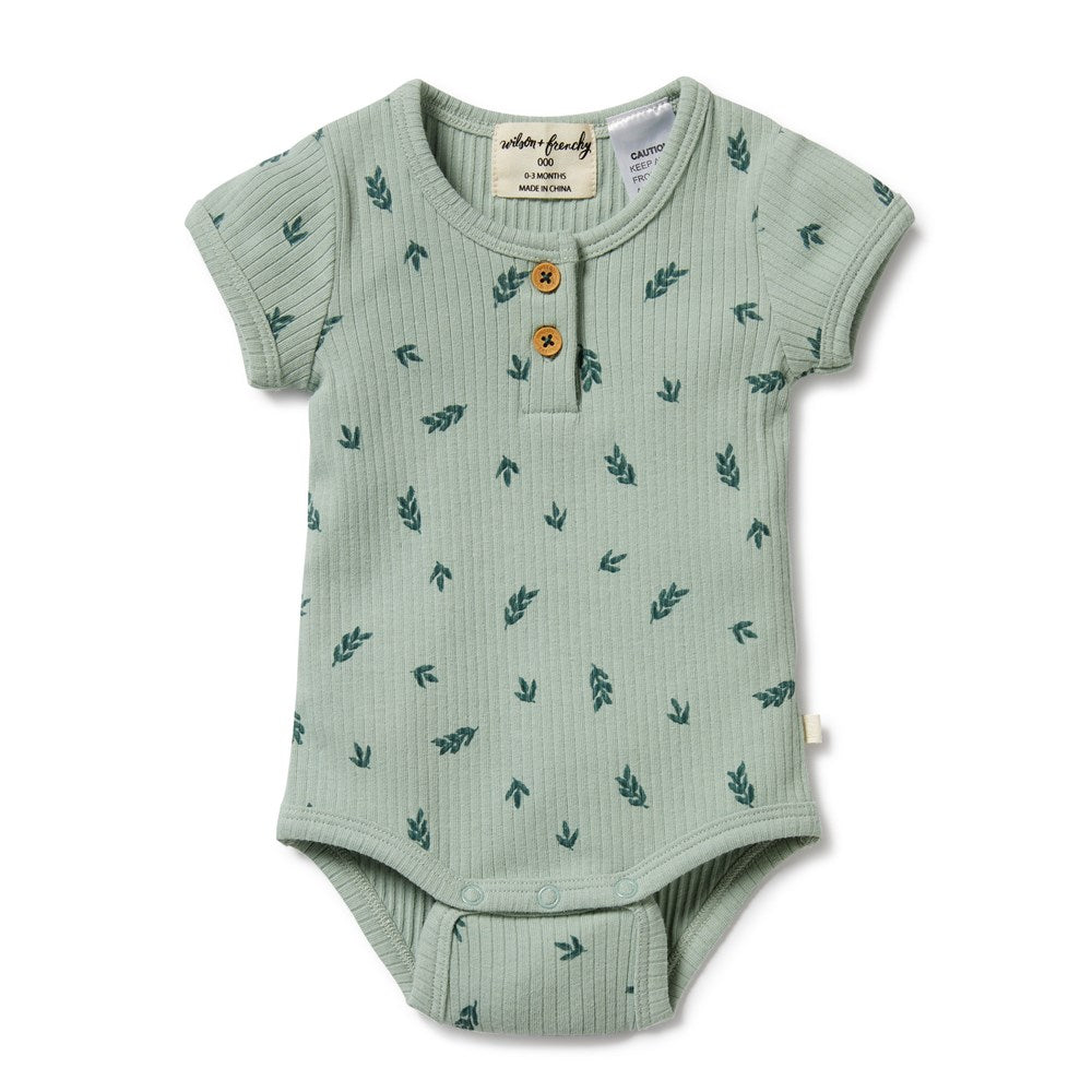 Falling Leaf Organic Rib Henley Bodysuit