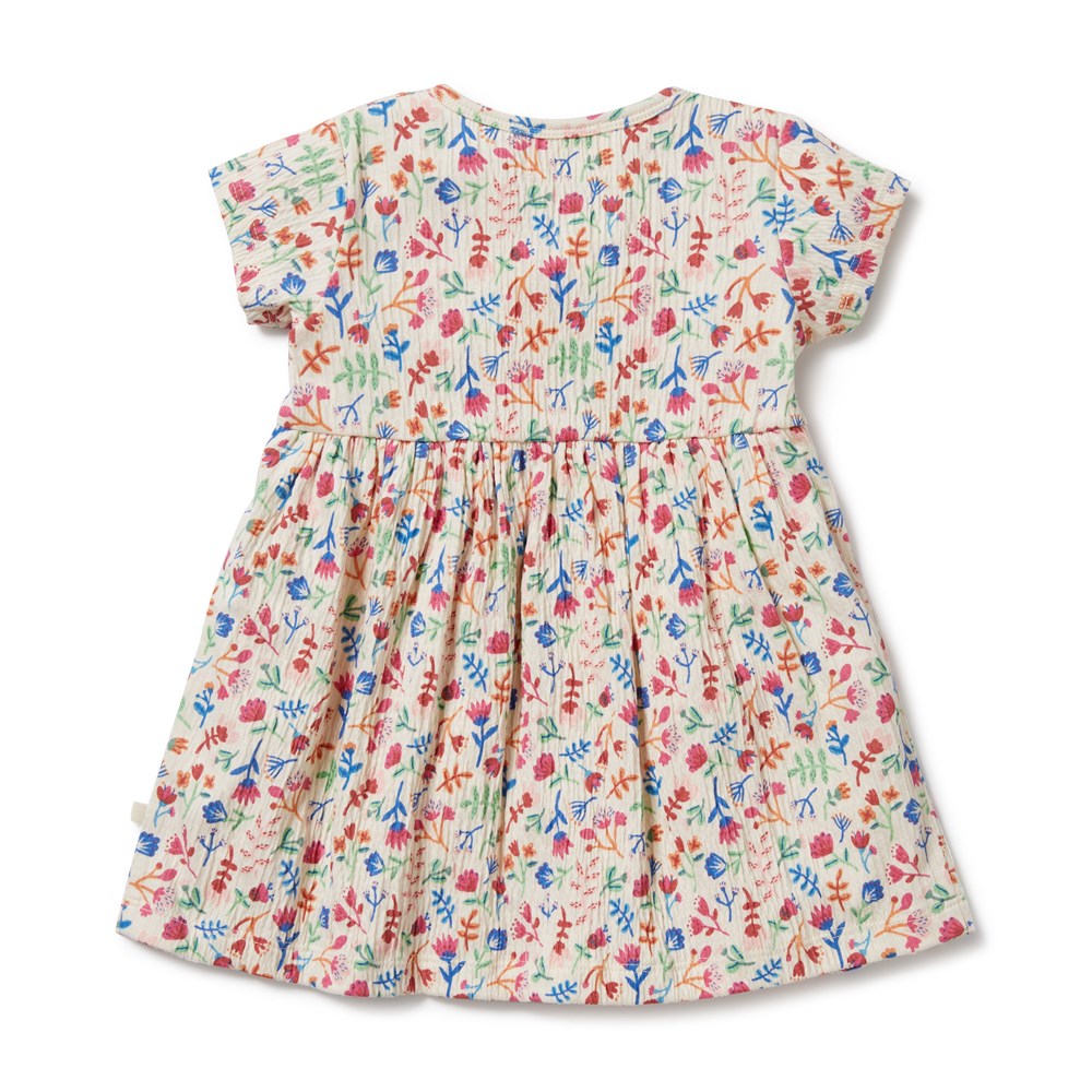 Tropical Garden Crinkle Button Dress