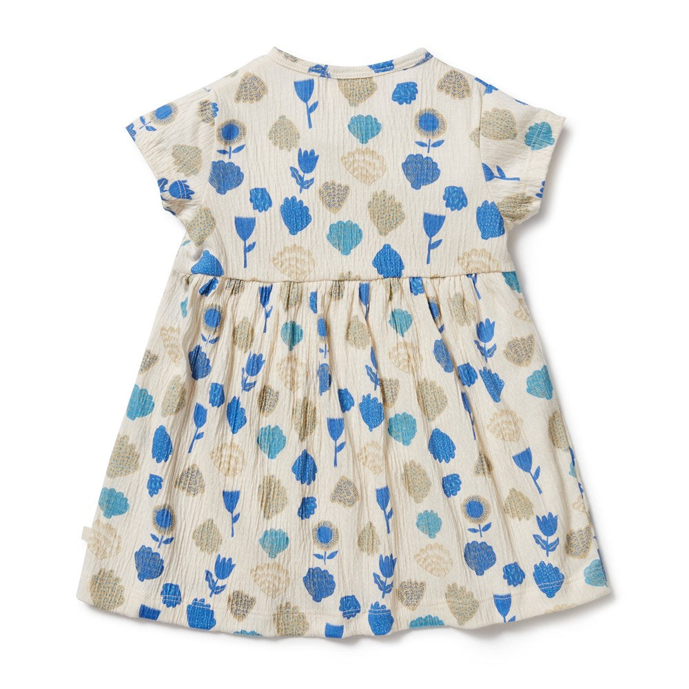 Ocean Breeze Crinkle Button Dress