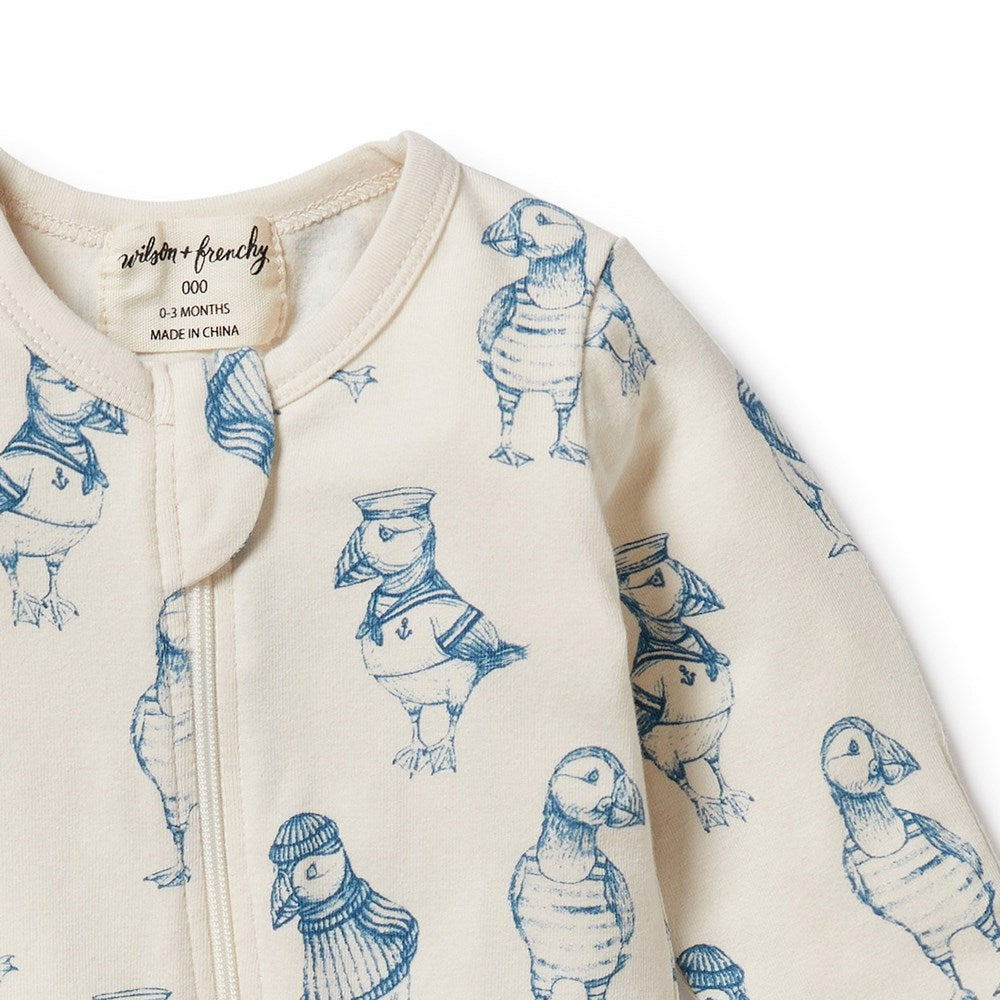 Petit Puffin Organic Zipsuit with Feet
