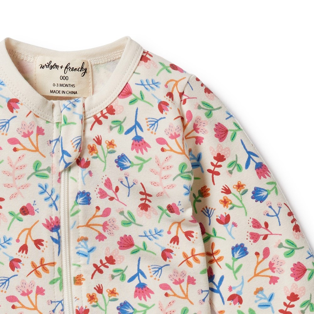 Tropical Garden Organic Zipsuit with Feet