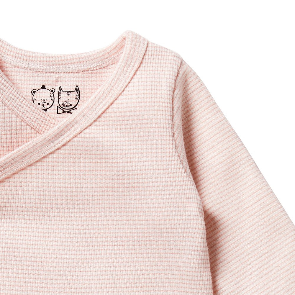 Organic Stripe Rib Kimono Bodysuit