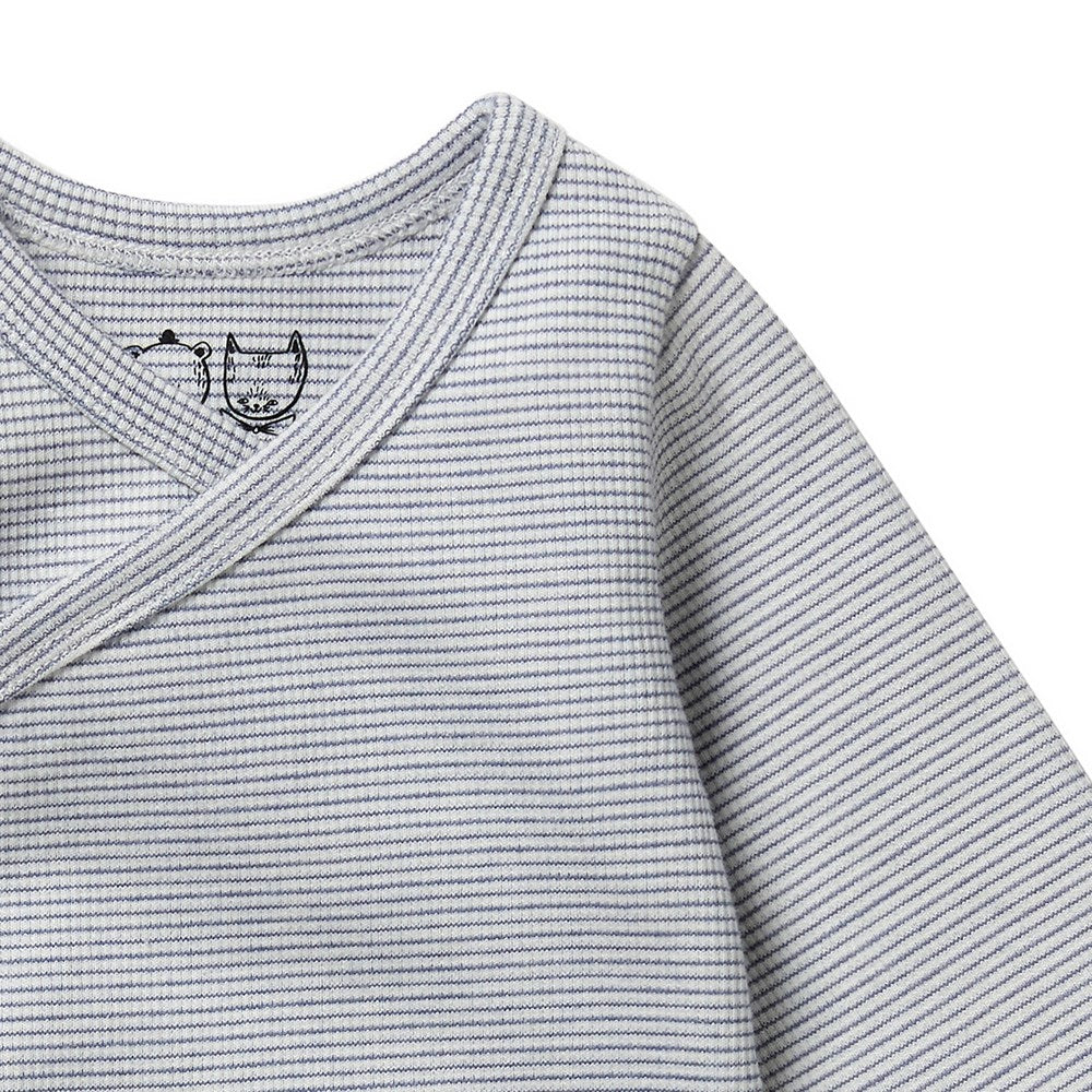 Organic Stripe Rib Kimono Bodysuit