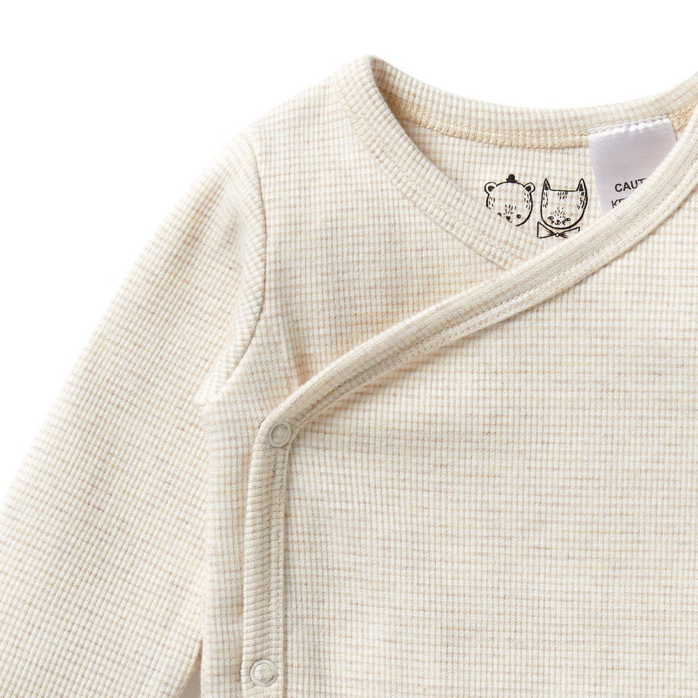 Organic Stripe Rib Kimono Bodysuit