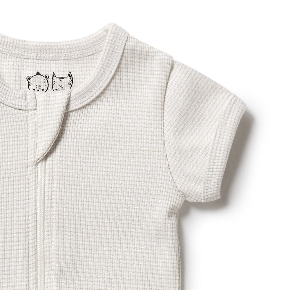 Organic Stripe Rib Zipsuit