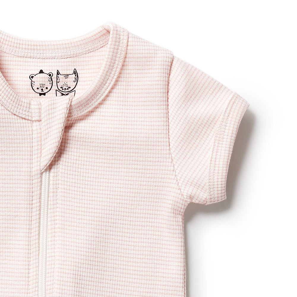 Organic Stripe Rib Zipsuit