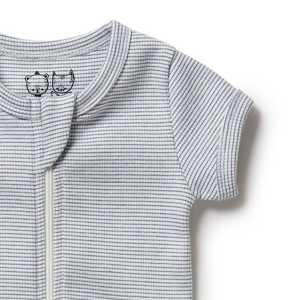 Organic Stripe Rib Zipsuit