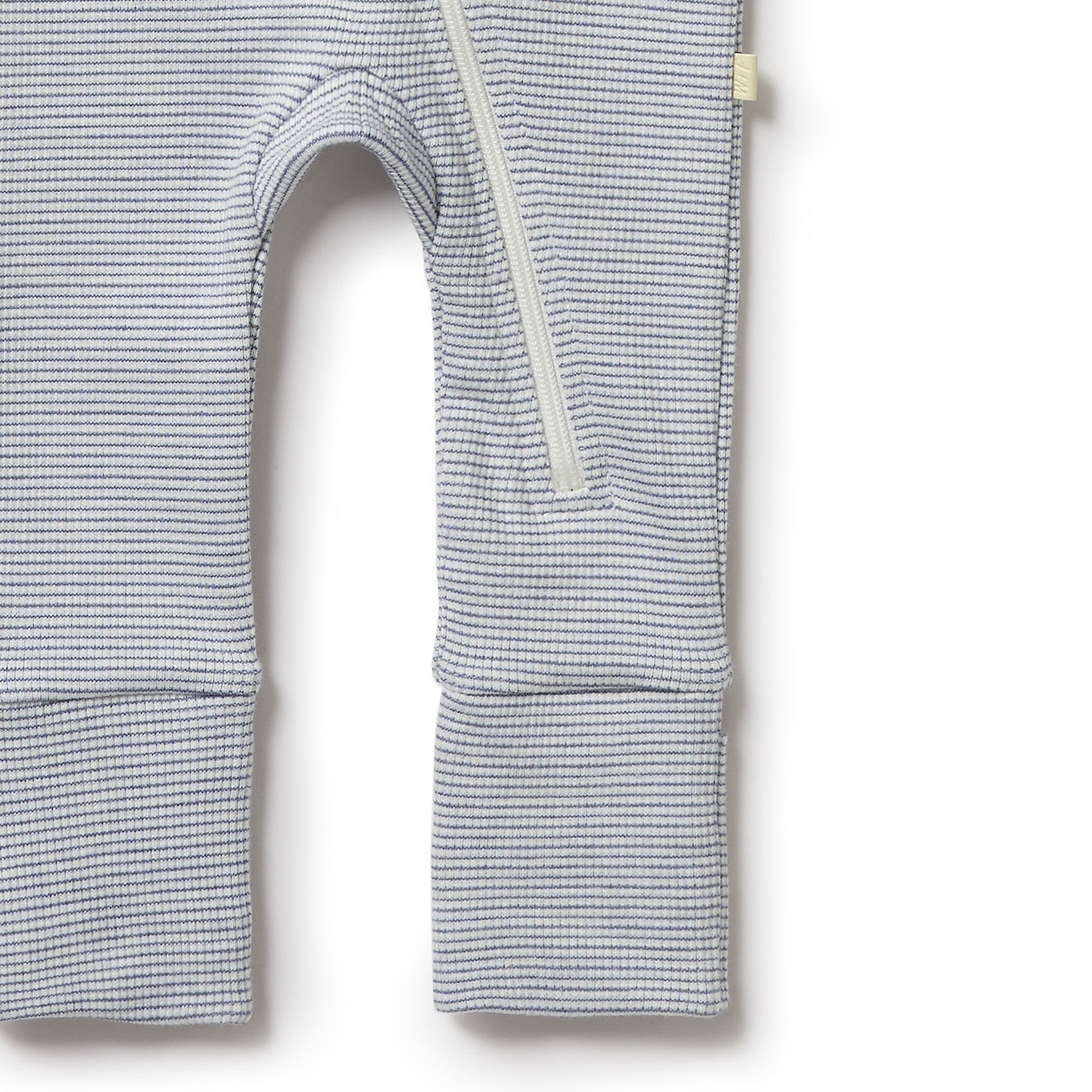 Organic Stripe Rib Zipsuit