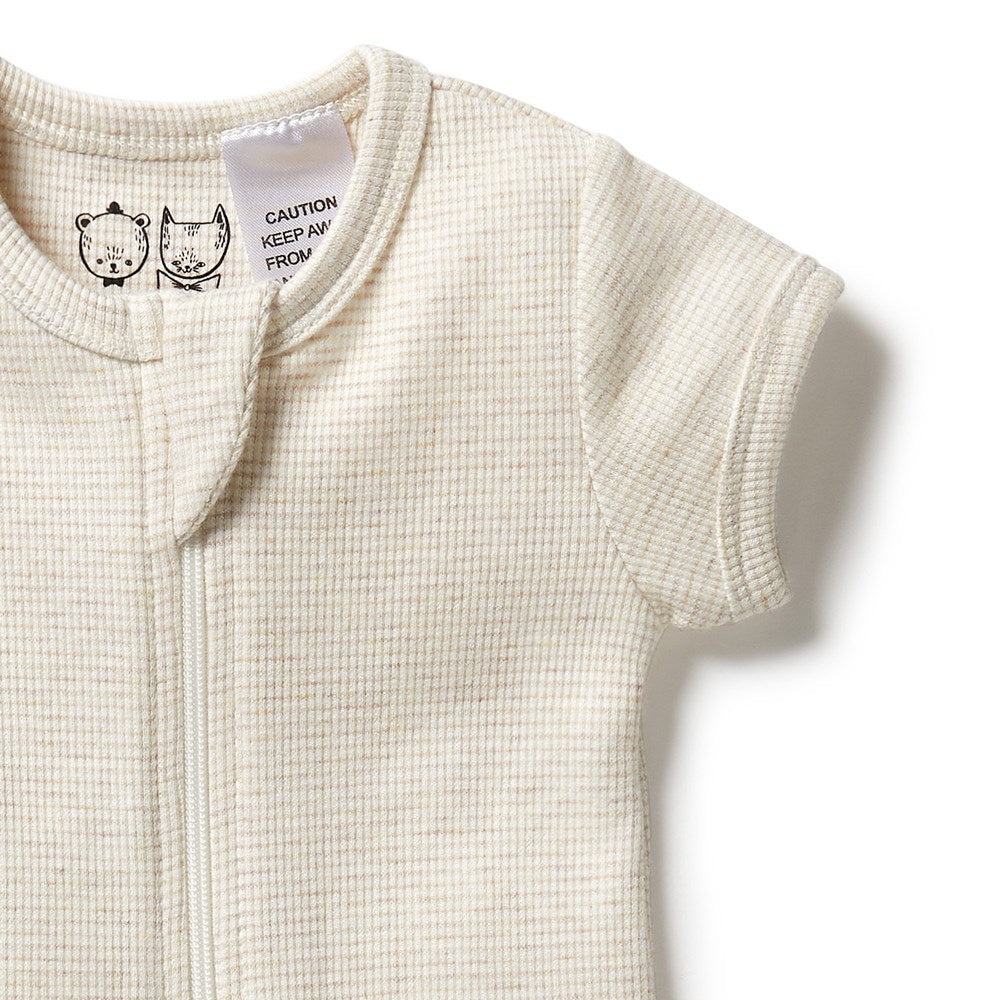 Organic Stripe Rib Zipsuit