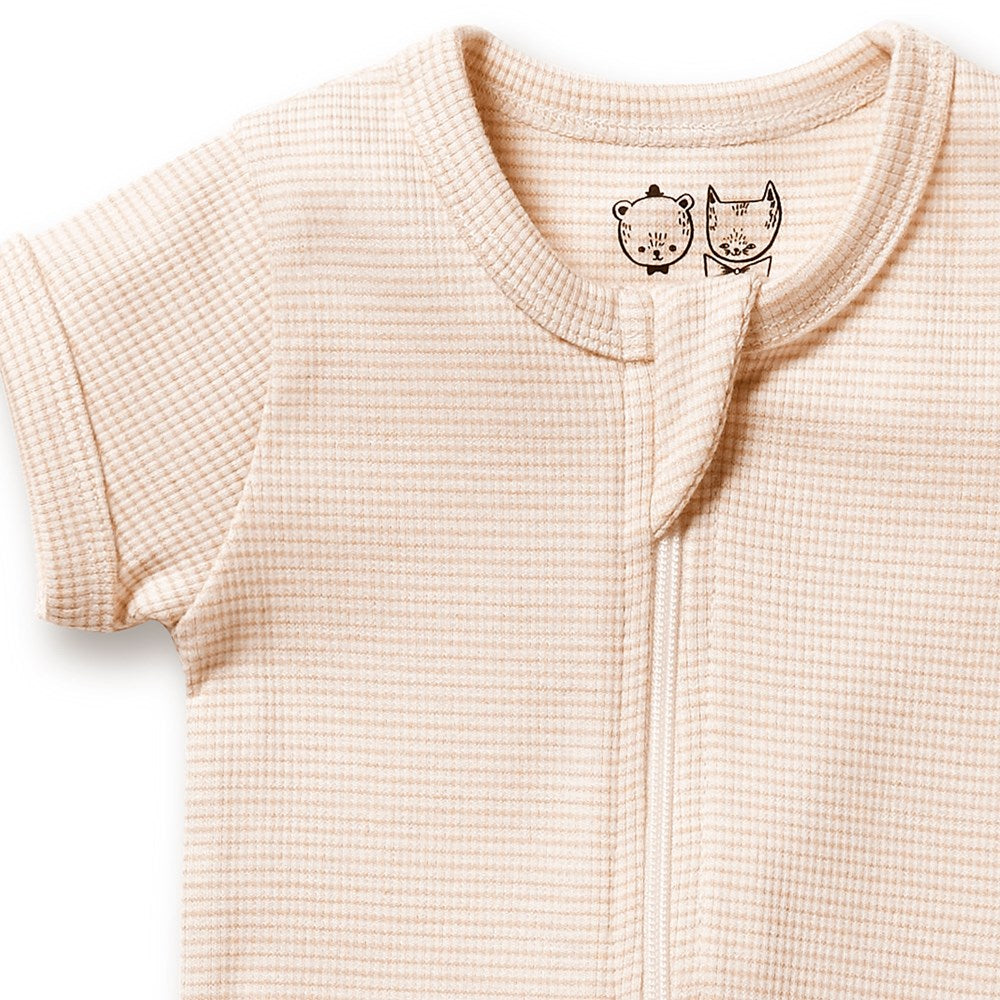 Organic Stripe Rib Zipsuit