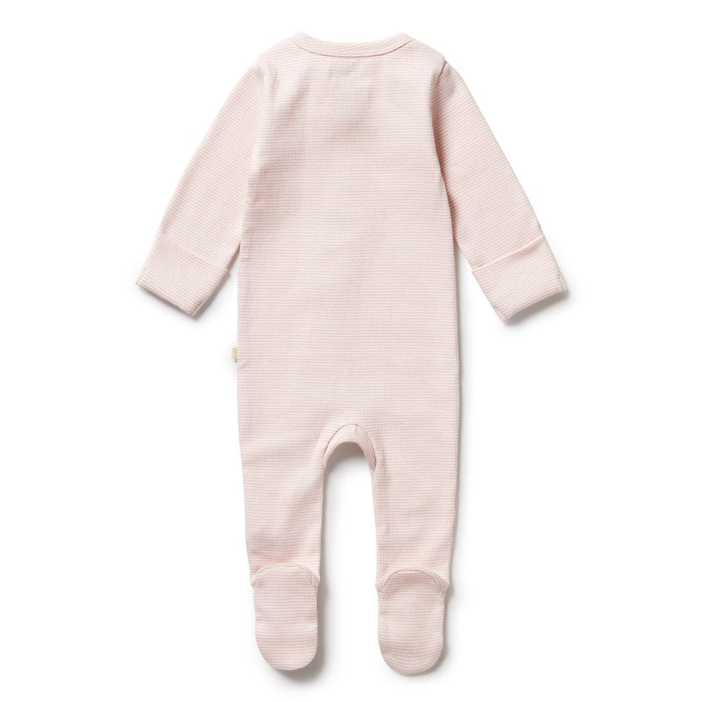 Organic Stripe Rib Zipsuit with Feet