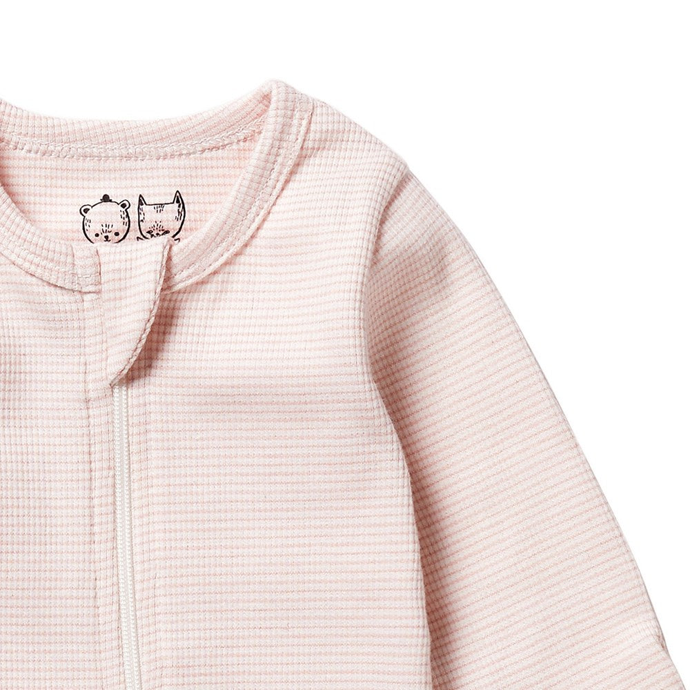 Organic Stripe Rib Zipsuit with Feet