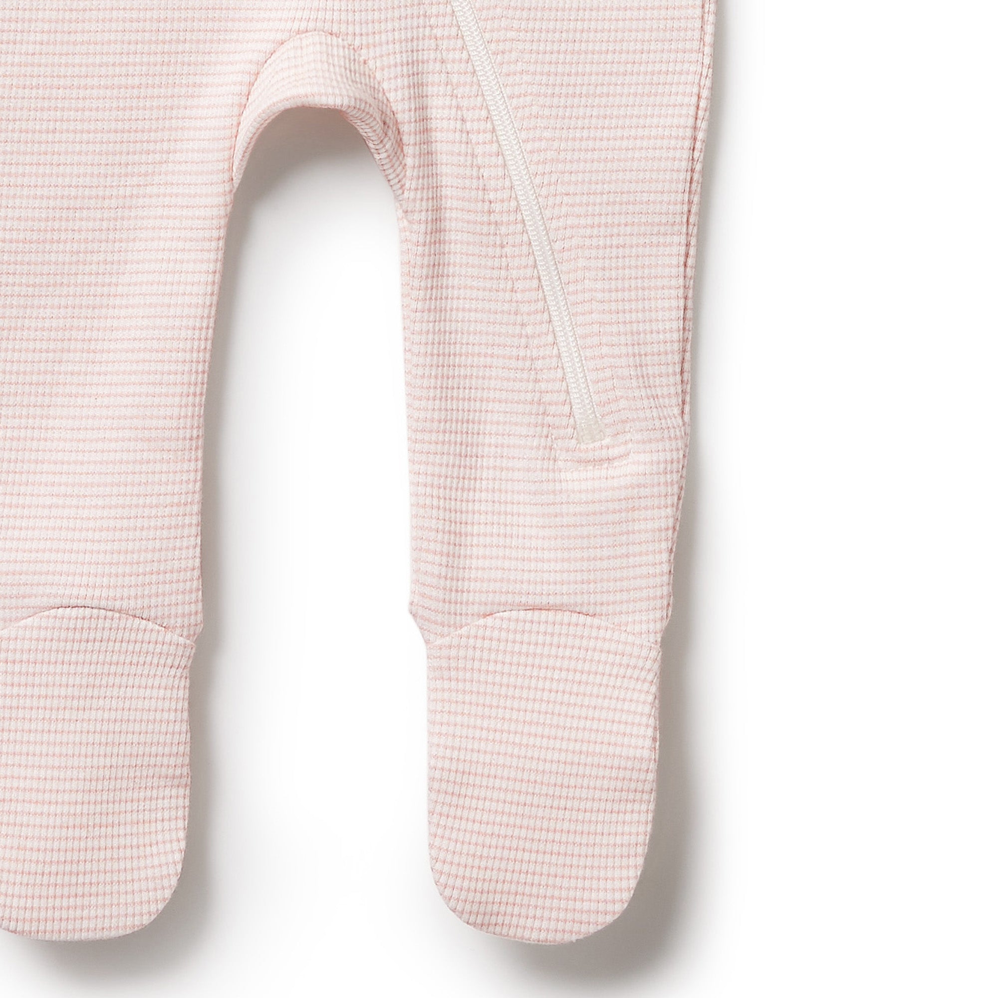 Organic Stripe Rib Zipsuit with Feet