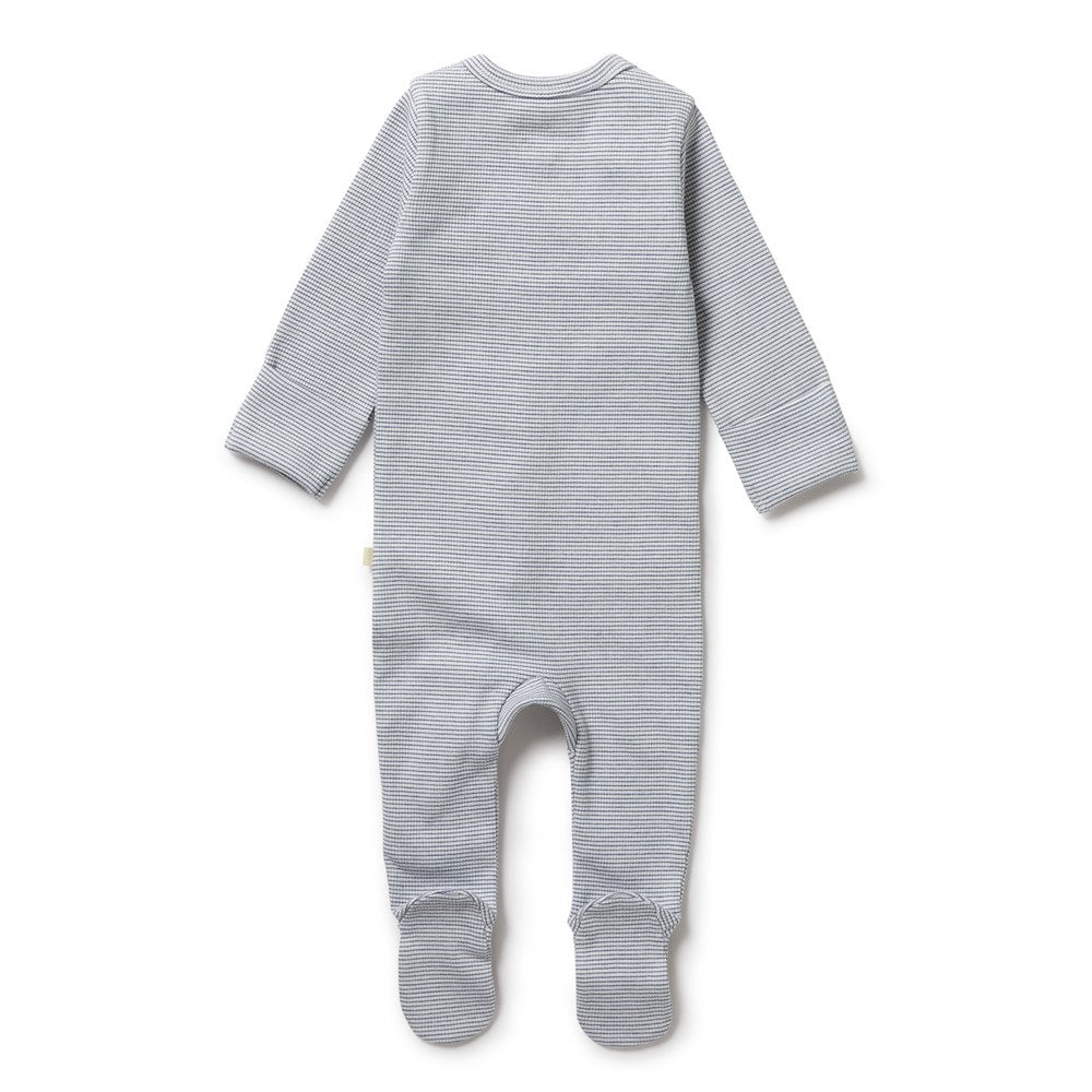 Organic Stripe Rib Zipsuit with Feet