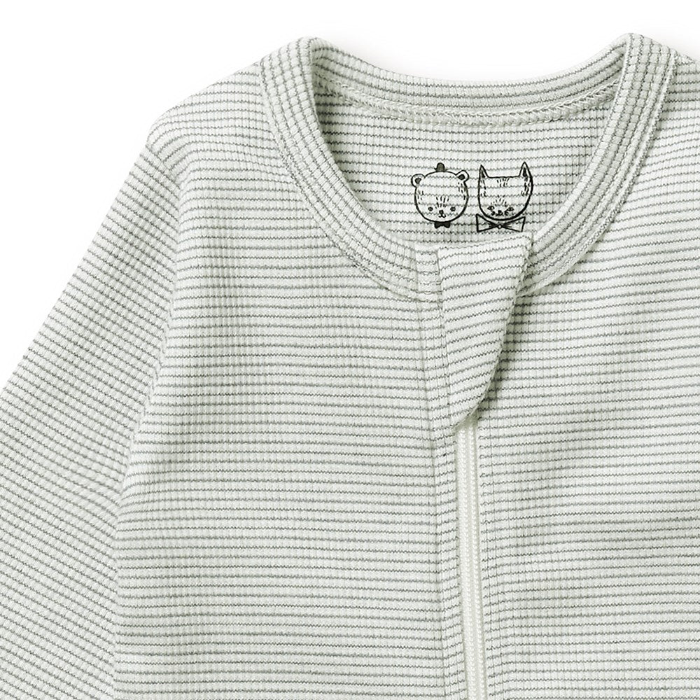 Organic Stripe Rib Zipsuit with Feet