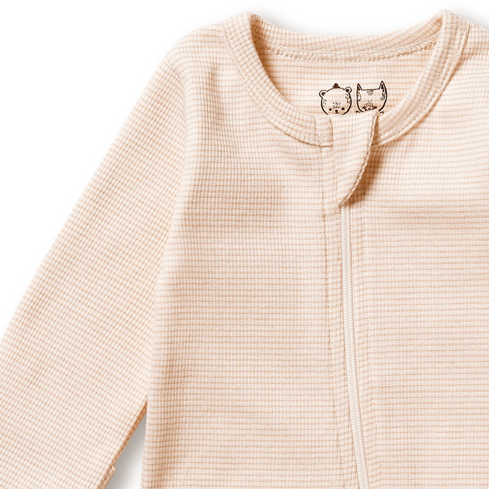 Organic Stripe Rib Zipsuit with Feet