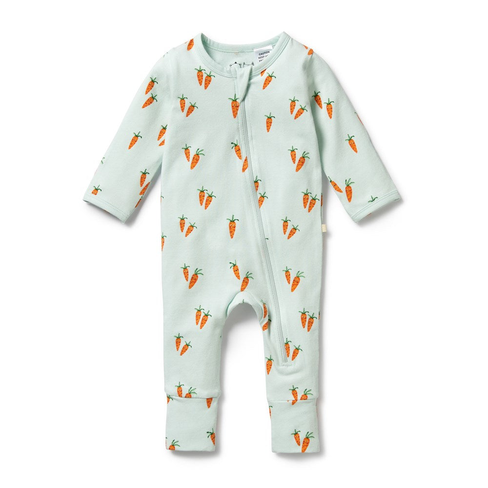 Cute Carrots Organic Zipsuit With Feet