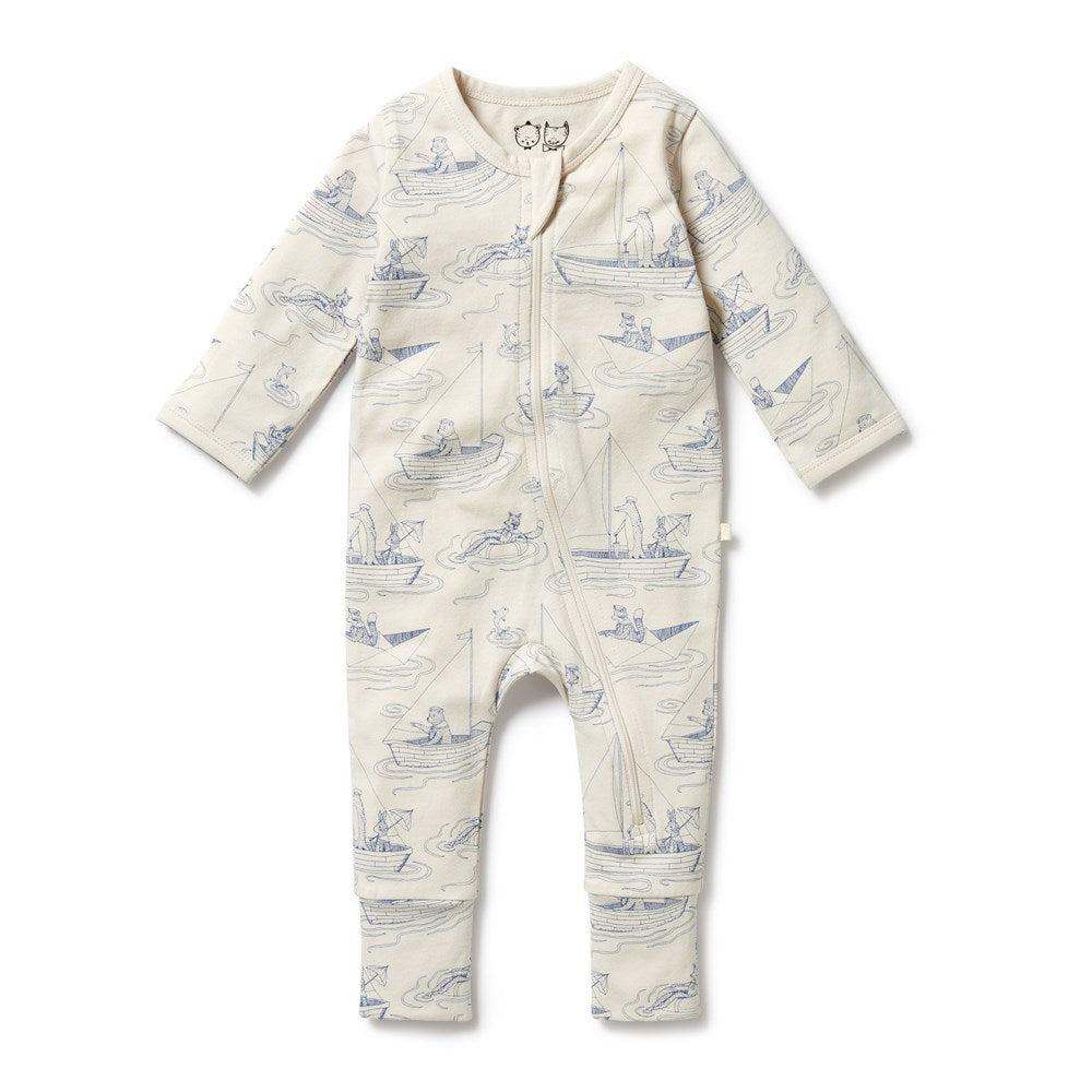 Sail Away Organic Zipsuit with Feet