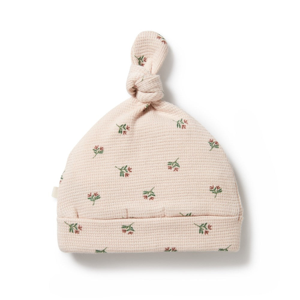 Emily Floral Organic Waffle Knot Hat