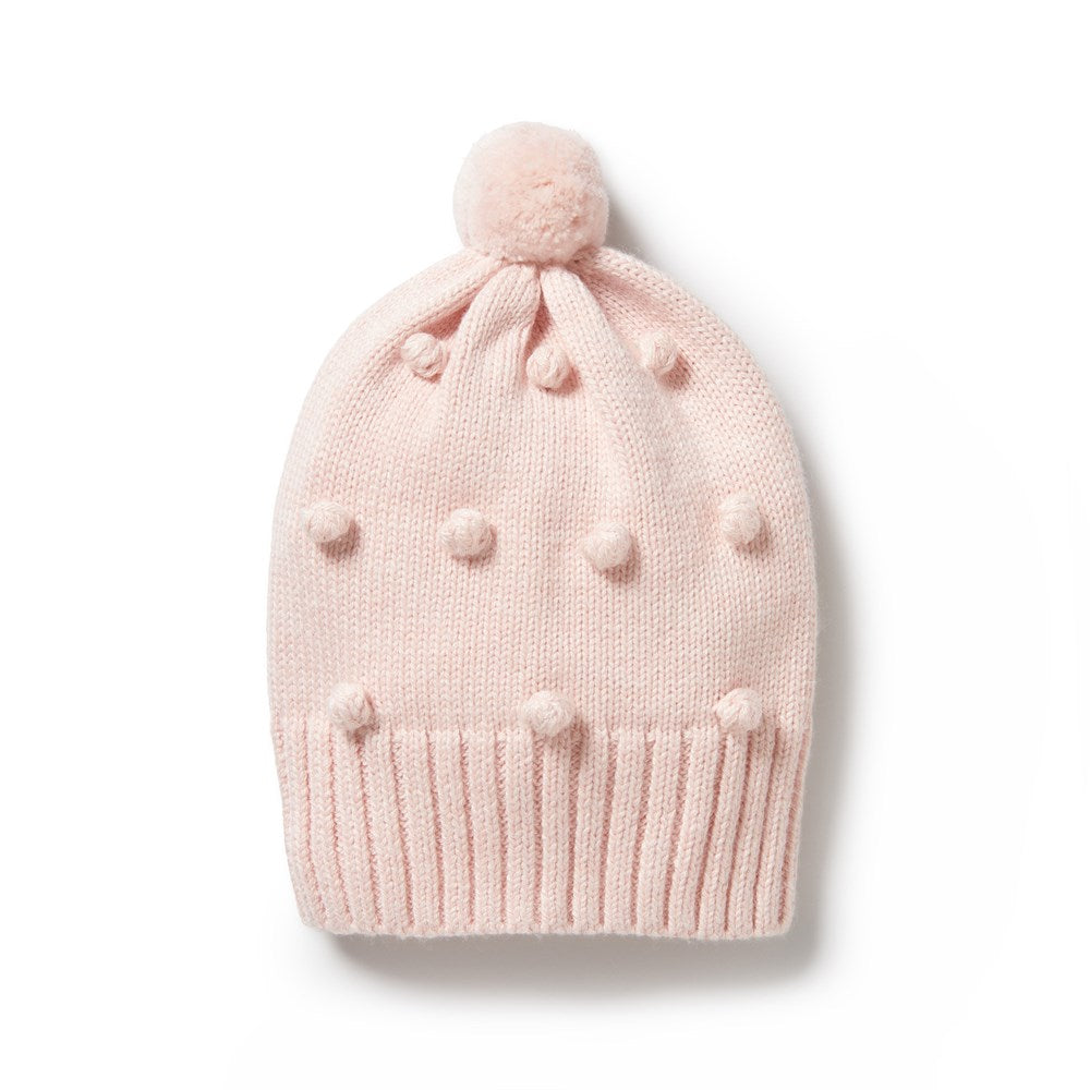 Pink Knitted Bauble Hat