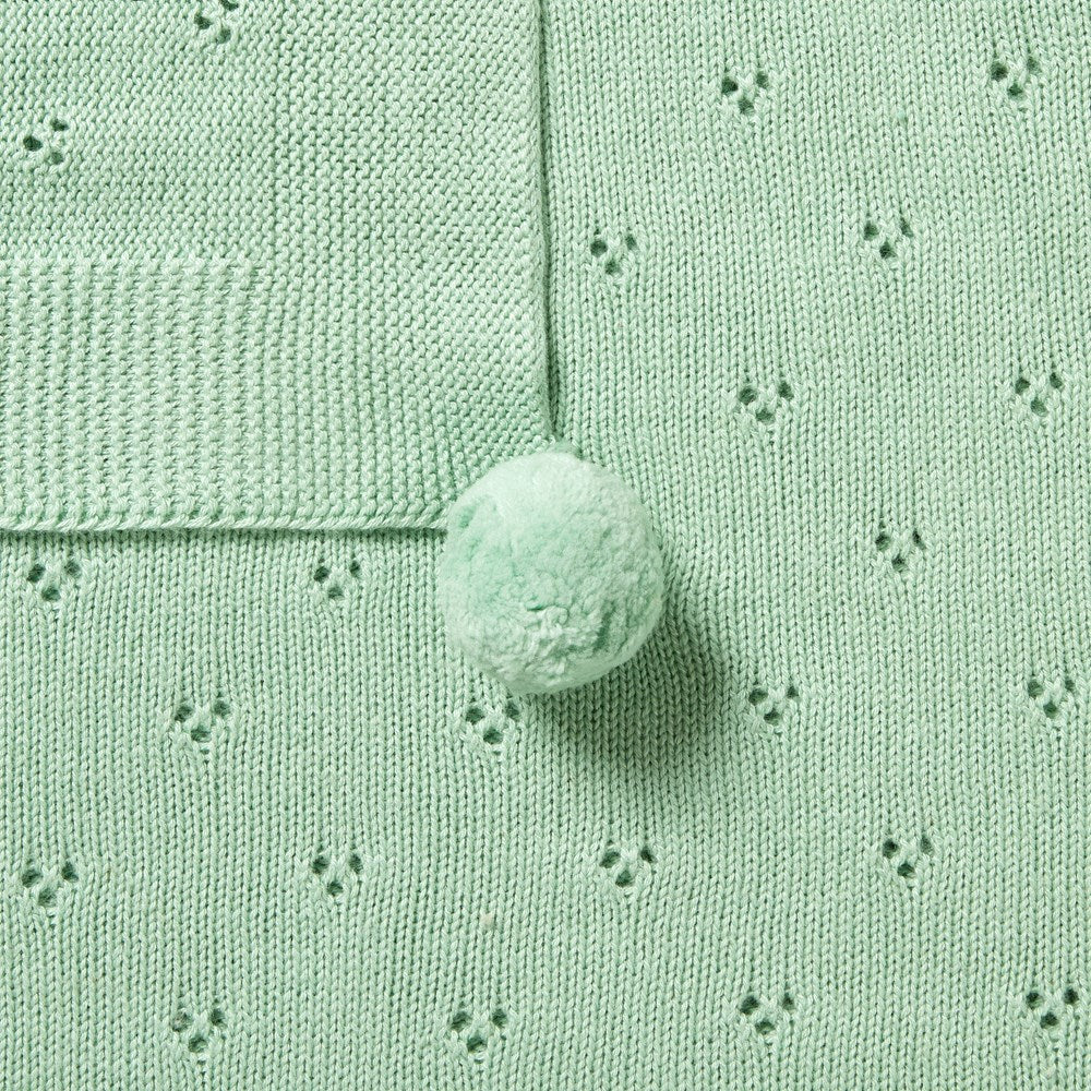 Mint Green Knitted Pointelle Blanket