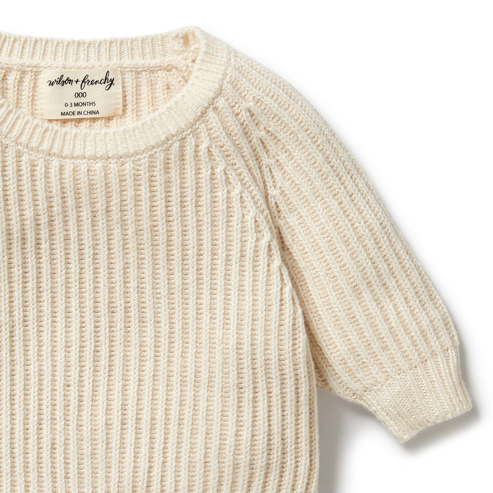 Ecru Knitted Ribbed Jumper