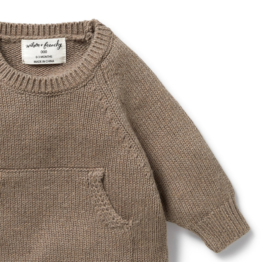 Walnut Knitted Pocket Jumper