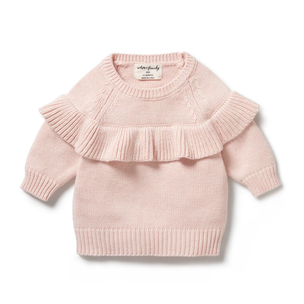 Pink Knitted Ruffle Jumper