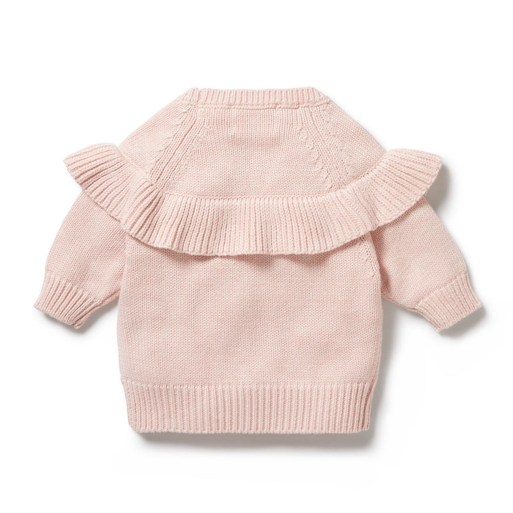 Pink Knitted Ruffle Jumper