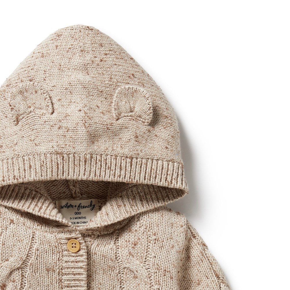 Almond Fleck Knitted Cable Jacket