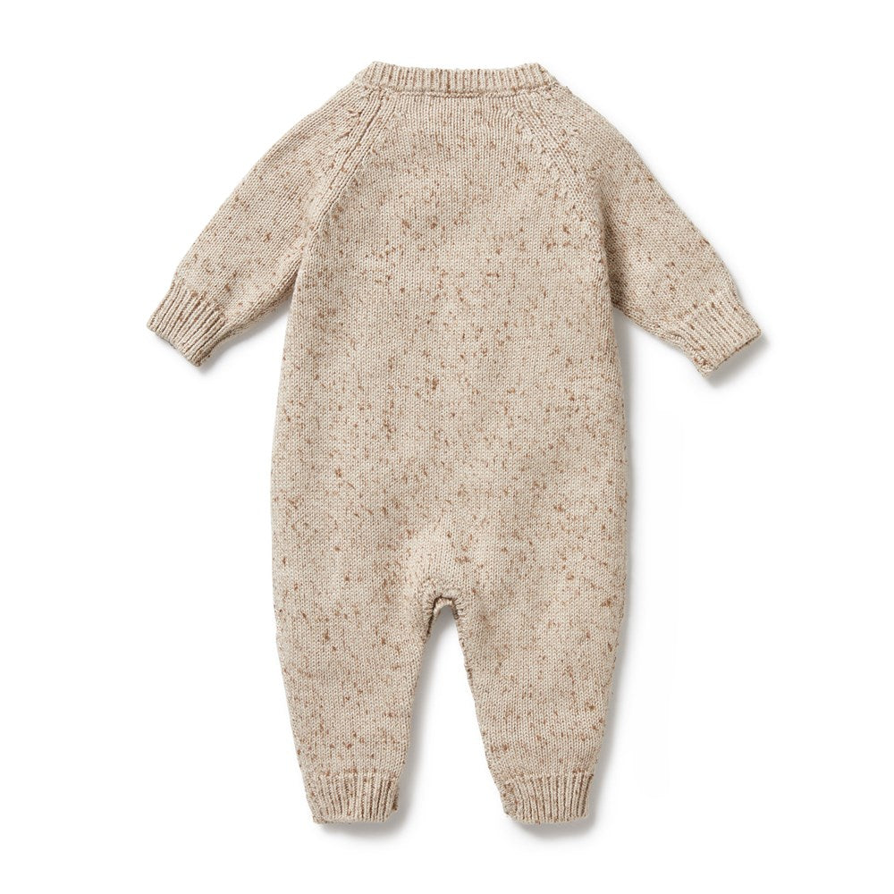 Almond Fleck Knitted Cable Growsuit