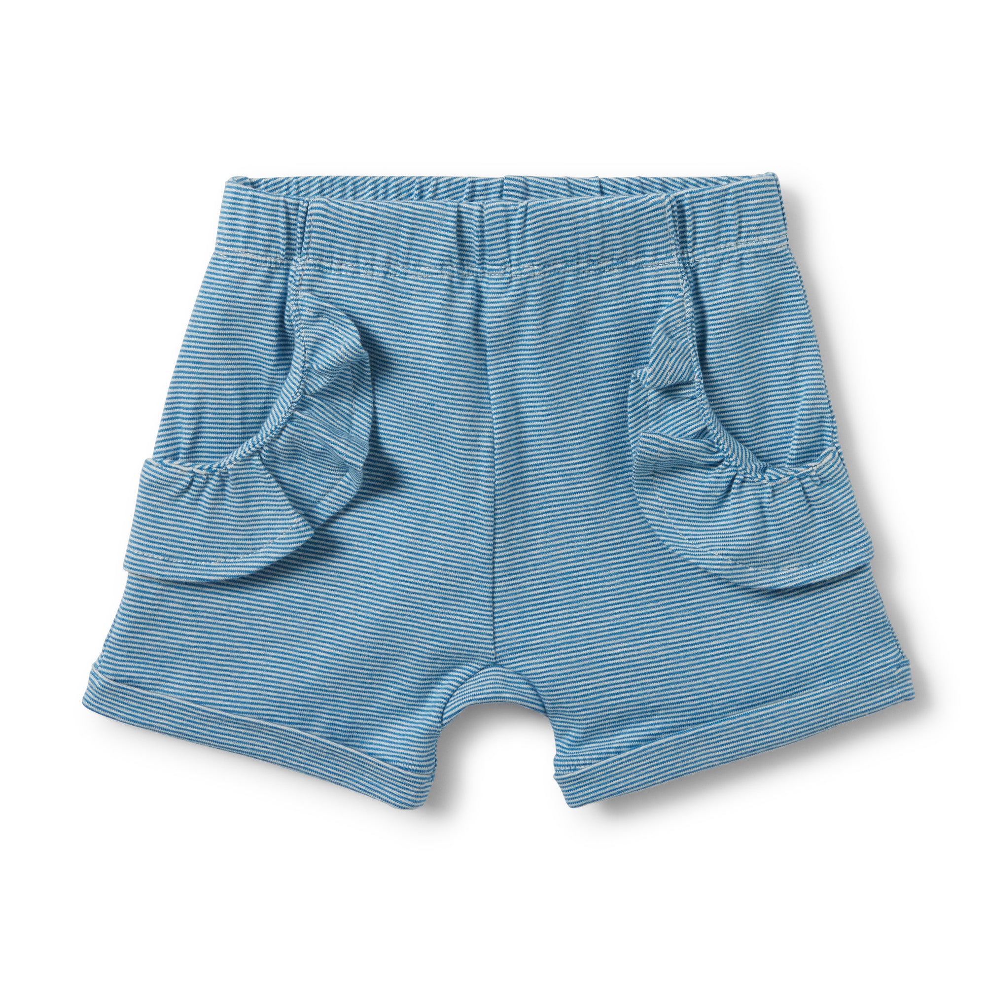 MEDITERRANEAN BLUE STRIPE RUFFLE POCKET SHORTS - Wilson and Frenchy