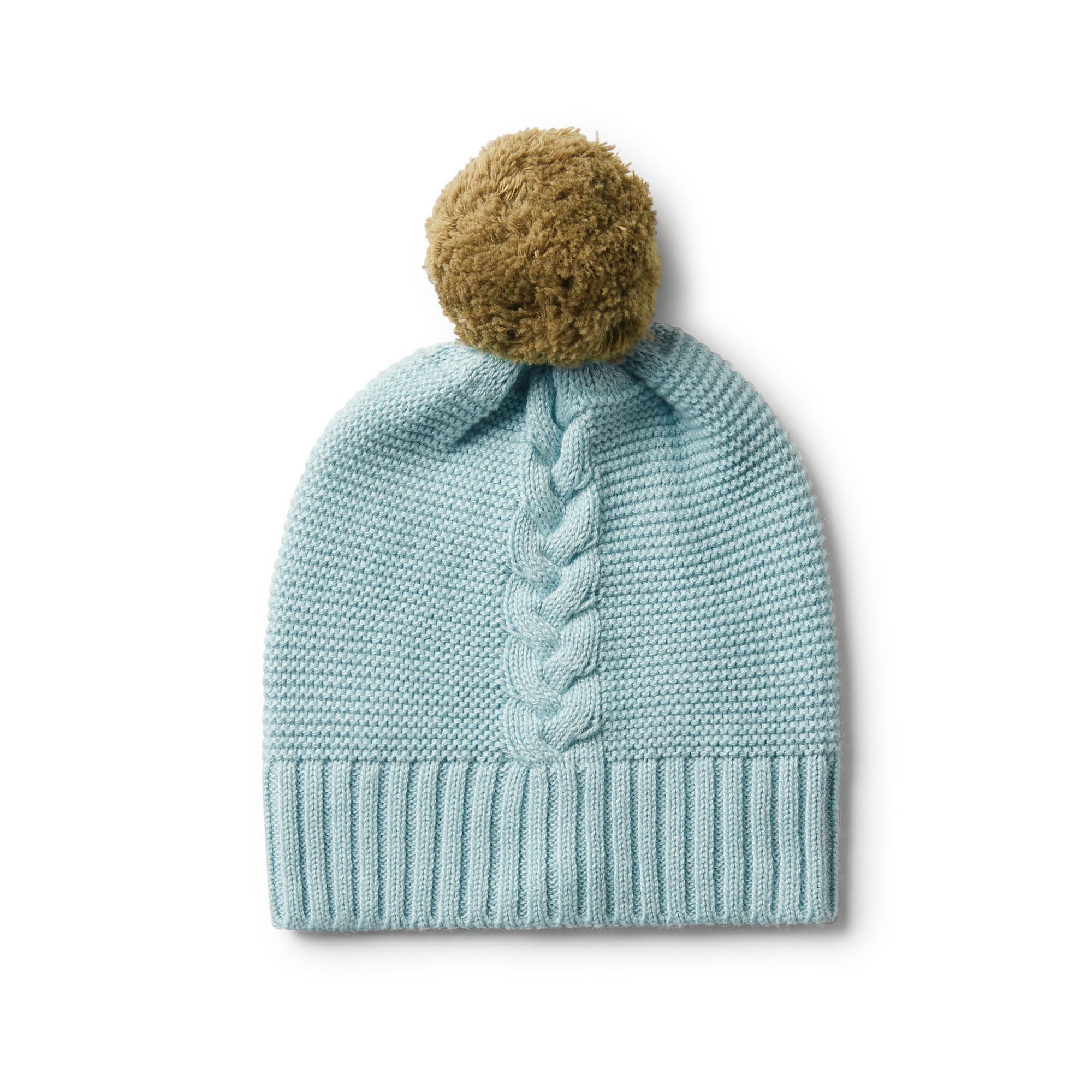 SEAFOAM CABLE KNIT HAT WITH POM POM - Wilson and Frenchy