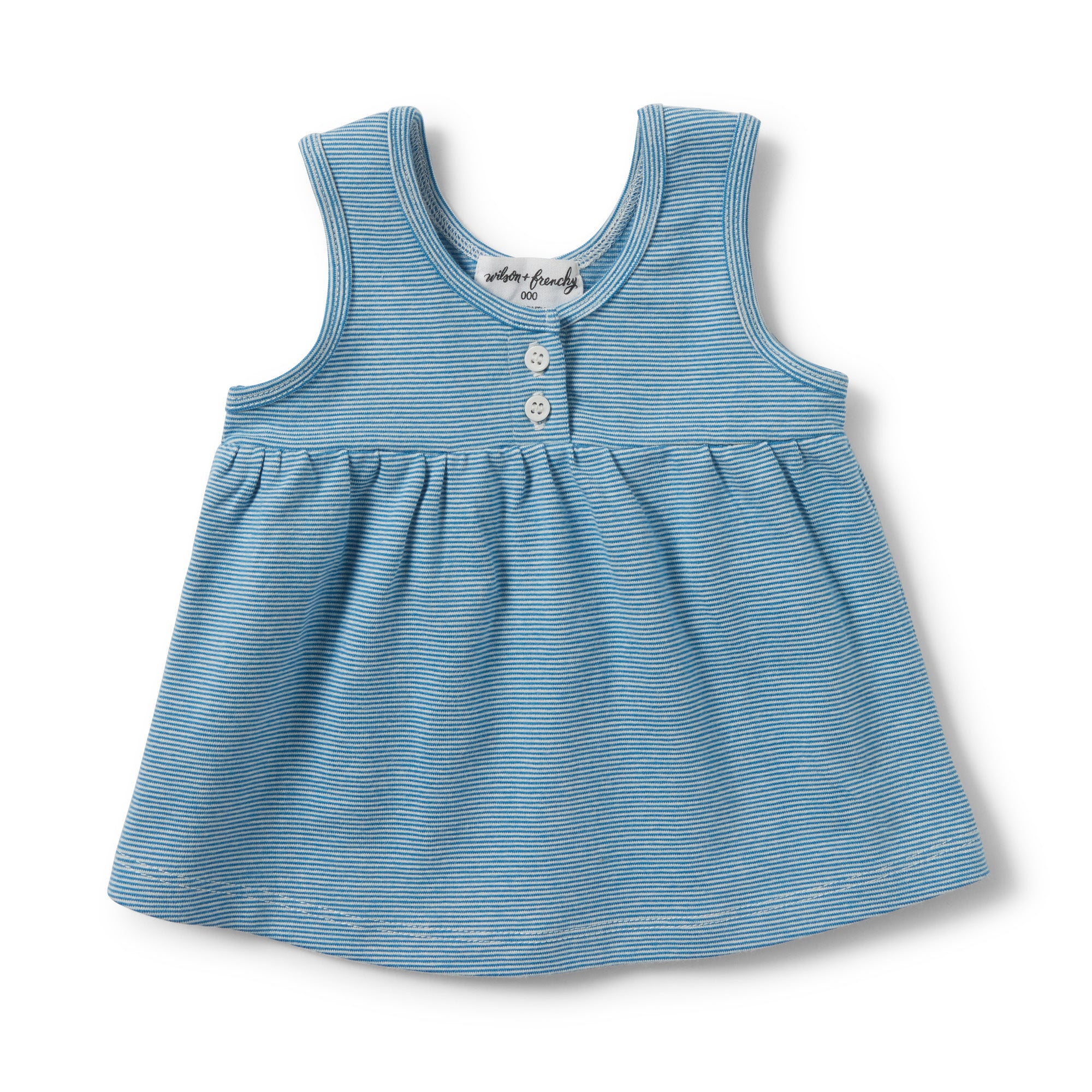 MEDITERRANEAN BLUE STRIPE BUTTONED TANK - Wilson and Frenchy