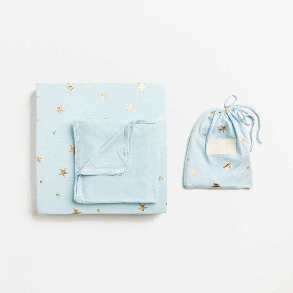 ICE BLUE STAR BURST BASSINET SHEET SET - Wilson and Frenchy