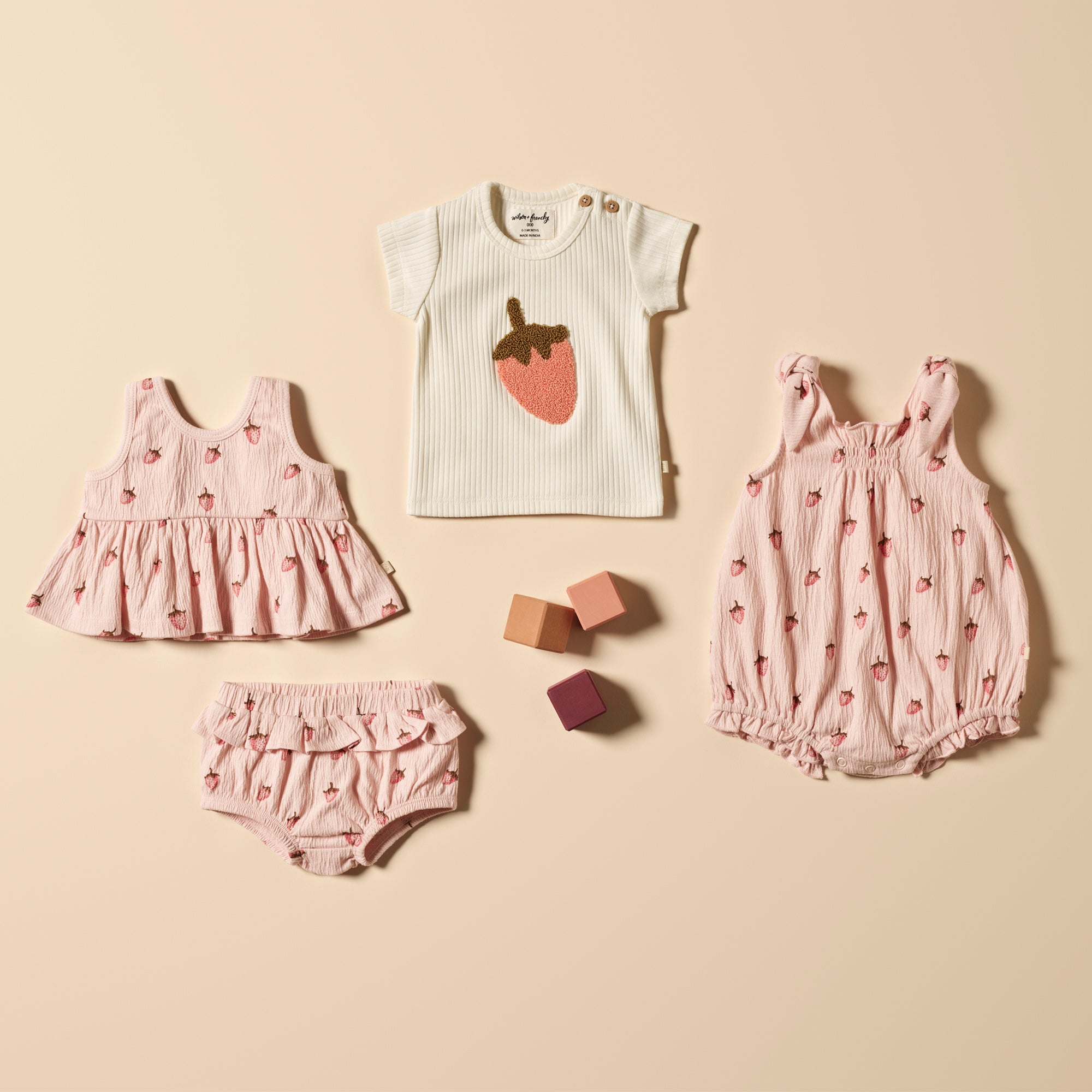 Strawberry Kisses Organic Ruffle Set