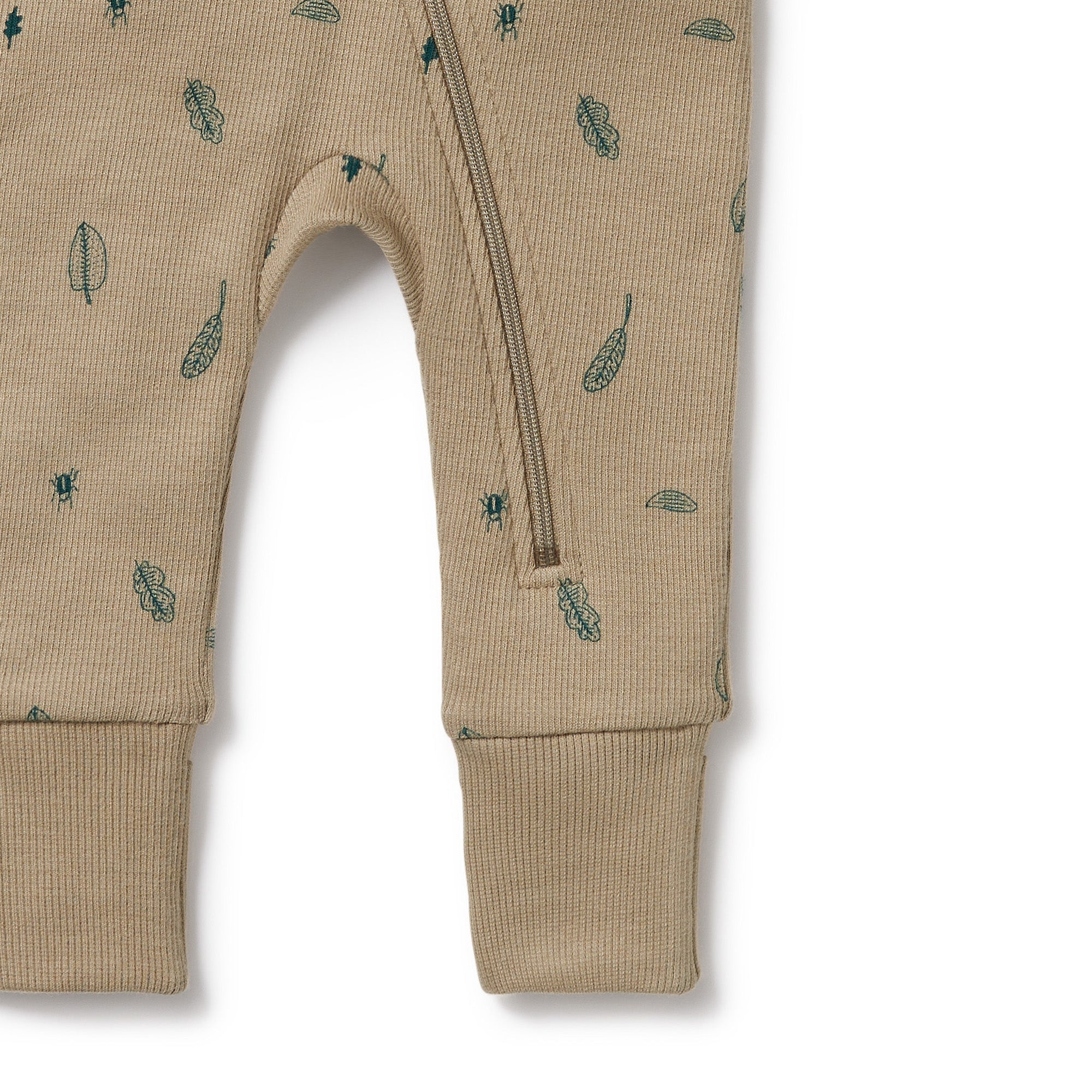 Jungle Leaf Organic Zipsuit with Feet