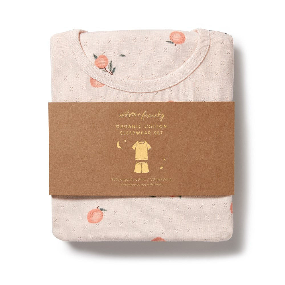 Peaches Organic Pointelle Short Sleeved Pyjamas