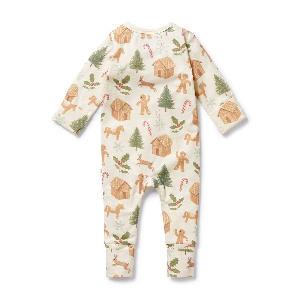 Holly Jolly Magic Organic Zipsuit with Feet