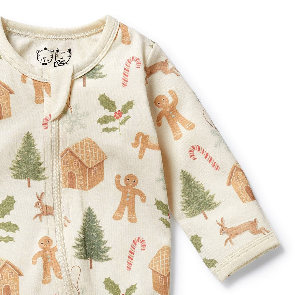 Holly Jolly Magic Organic Zipsuit with Feet